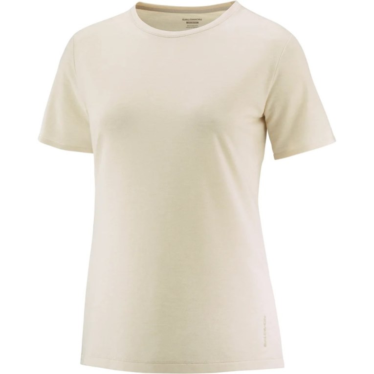 Beige Salomon Essential Tencel Short Sleeve Women's T-Shirts | IE IX2647